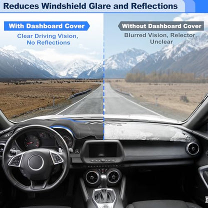 Dashboard Cover for Chevrolet Camaro RS 2016-2024 with/Without Hud Interior Dash Cover Mat Pad Carpet Non-Slip Dashboard Protector Sunshine UV & Heat Resistant Black - style: for Chevrolet Camaro RS 2016-2024 with/without Hud