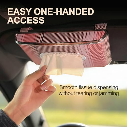 Car Tissue Holder, Faux Leather Visor Tissue Box Holder with Secure Clip, Hanging Tissue Dispenser for Sun Visor or Seat Back, Easy Access Organizer, Fits Most Cars SUVs Trucks (Hanging) - style: Hanging