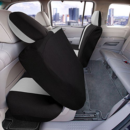 FH Group Full Cover Rear Bench Car Seat Cover – Universal Fit, Split Bench Design with Zipper, Compatible with 60/40 & 40/60 Split Seats, SUV & Van – Gray - color: Gray, style: Rear Set