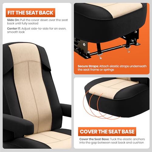 VALUN RV Seat Covers (2 Pack) – Captains Chair Seat Covers for RV Captain Chair & Motorhome Chairs, Universal Fit RV Chair Covers for Camper, Trailer, Van, Protects Against Dirt, Spills & Wear - style: BLACK (2PK RV COVER)
