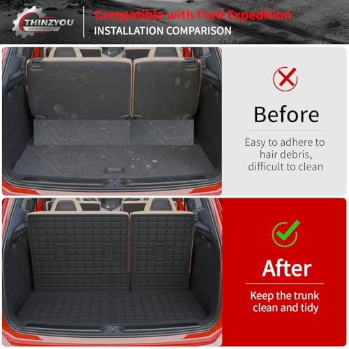 Floor Mats Compatible with 2018-2024 Ford Expedition (Not for Max Models) Cargo Mat Cargo Liner TPE 2023 Expedition 7 Seats Accessories (Trunk Mat+Backrest Mats+Floor Mats) - style: For Ford Expedition 7-Seater | 2018-2024