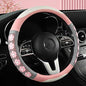 Car Steering Wheel Cover for Women Cute Flower Pink Steering Wheel Cover Leather Non-Slip Fit 15 inch - color: Pink