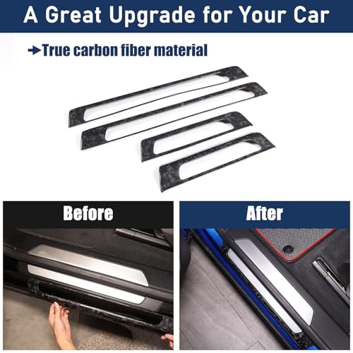 Car Door Sill Protector Guard Trims Compatible with Lamborghini Urus 2018-2023/Urus SE,Real Carbon Fiber Door Sill Guards Protector Kit Cover Car Accessories (Forged Pattern)