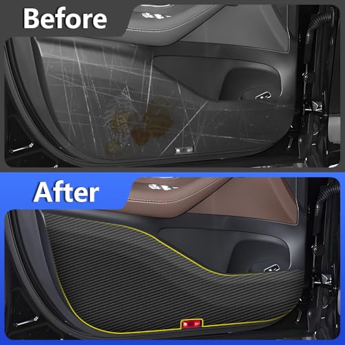 Car Door Anti Kick Pad for Mercedes Benz GLE 2020 2021 2022 2023 2024 2025 2026， GLS 2020-2026 Accessories Carbon Fiber style Leather Sticker Sill Protector Cover Edge Guard Side Mat Interior Dirty