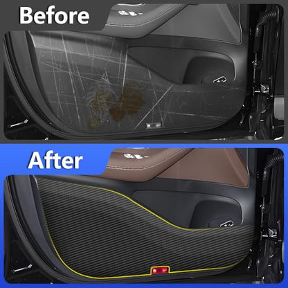 Car Door Anti Kick Pad for Mercedes Benz GLE 2020 2021 2022 2023 2024 2025 2026， GLS 2020-2026 Accessories Carbon Fiber style Leather Sticker Sill Protector Cover Edge Guard Side Mat Interior Dirty