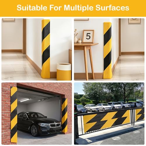196.9" Foam Wall & Corner Guards 7.9" W High-Visibility Edge Bumper Guard, Self-Adhesive Wall Rubber Padding for Car Door Protection Parking Warehouse Home-Yellow Black