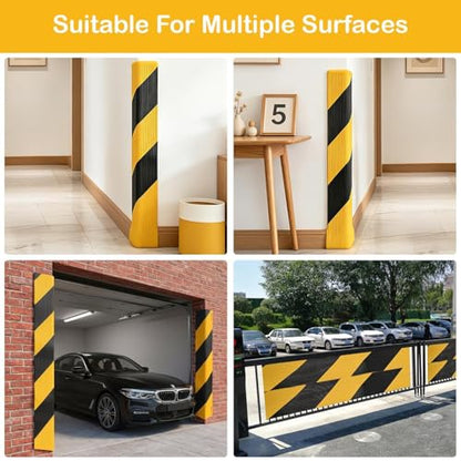 196.9" Foam Wall & Corner Guards 7.9" W High-Visibility Edge Bumper Guard, Self-Adhesive Wall Rubber Padding for Car Door Protection Parking Warehouse Home-Yellow Black