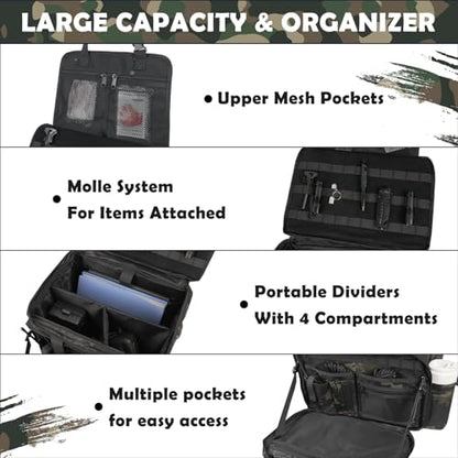 SCAVATA Patrol Bag Law Enforcement, Police Gear Car Front Seat Vehicle Organizer Bags with MOLLE System (Camo) - color: Camouflage