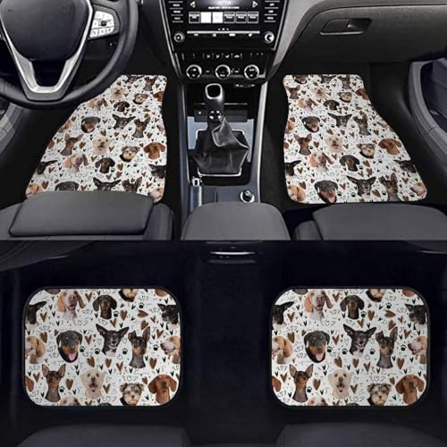 Dogs White Car Floor Mats Universal Auto Front Rear Floor Foot Mats Anti-Slip Car Mat Full Set of 4 Pieces Carpet - color: Dogs White
