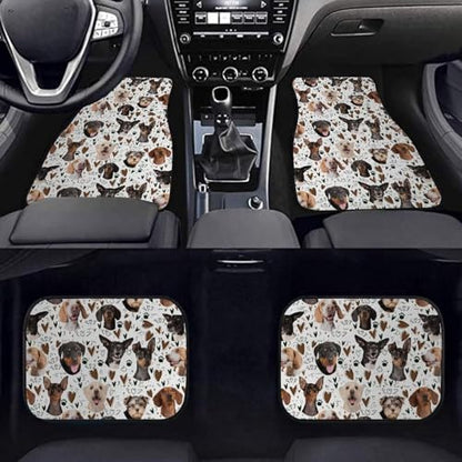 Dogs White Car Floor Mats Universal Auto Front Rear Floor Foot Mats Anti-Slip Car Mat Full Set of 4 Pieces Carpet - color: Dogs White