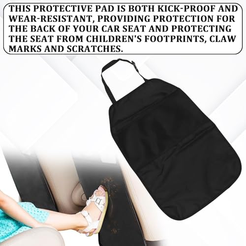 2PCS Kick Mats Back Seat Protector Back Seat Cover for Kids Feet Car Seats Kick Mat Vehicle Organizer Black Car Mats Travel Bag 2 Mesh Storage Pockets Waterproof Pad Interior Protectors