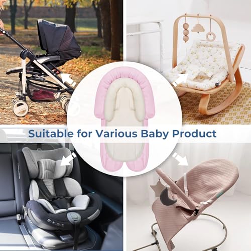 COOLBEBE New 2-in-1 Babybody Supports for Baby Newborn Infants - Extra Soft Stroller Cushion Pads Car Seat Insert, Seasons, Pink - color: Pink-1