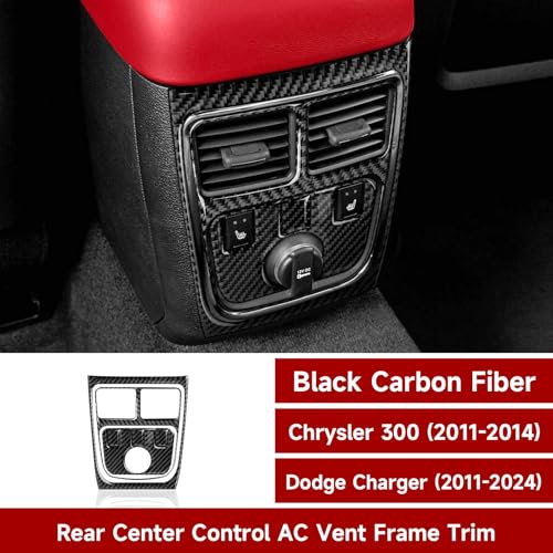 Car Rear A/C Outlet Vent Armrest Box Decals for 2011-2014 Dodge Charger/Chrysler 300 Accessories Carbon Fiber Interior Stickers (Without USB) - color: Rear Center Console-b