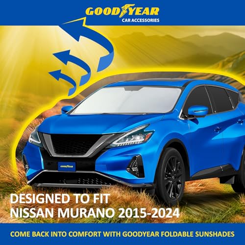 Goodyear Foldable Windshield Sunshade for Nissan Murano 2015-2024, SUV car Accessories, Sunshade Cover, Sun Shade Car Windshield, Window Sun Blocker - GY008277 - color: For Nissan Murano 15-24