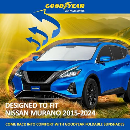 Goodyear Foldable Windshield Sunshade for Nissan Murano 2015-2024, SUV car Accessories, Sunshade Cover, Sun Shade Car Windshield, Window Sun Blocker - GY008277 - color: For Nissan Murano 15-24