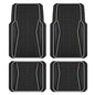 PIC AUTO Car Floor Mats, Black Aluminum-Molded with Full-Circle Iridescent Inlay Strip Car Mats, Universal-Fit Rubber Mats for Cars, Trucks & SUVs, All-Weather, Non-Slip, Easy-to-Clean Interior Mats - color: Black