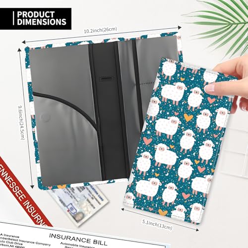 Leather Car Registration and Insurance Card Holder, Cute Car Accessories Vehicle Glove Box Car Organizer for Documents, Cards, License Cute Sheep - color: Cute Sheep