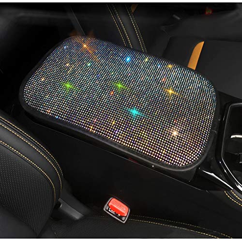 Car Armrest Cover for Women Colorful Diamond Rhinestone Bling Car Accessories Interior Car Decor for Women - color: Colorful