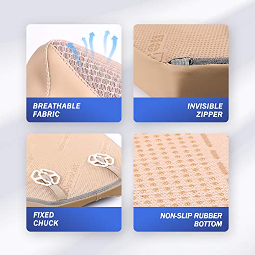 Car Seat Cushion, Comfortable Memory Foam Cushion for Driving, Auto Heightening Wedge Cushion for Sciatica Tailbone Pain Relief (Beige) - color: Beige