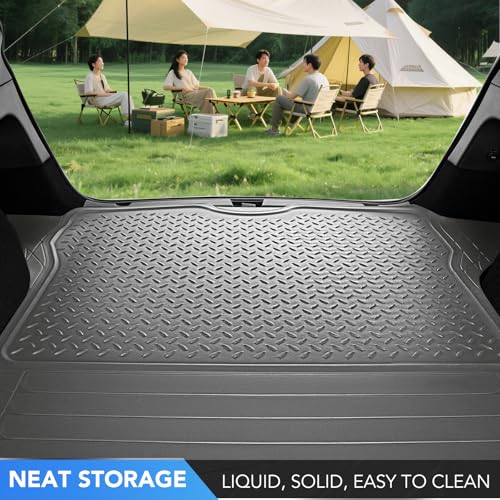 PIC AUTO Heavy Duty Cargo Liner, Trimmable All-Weather Rubber Trunk Mat for Cars, SUVs, Vans & Trucks, Anti-Slip Backing, Durable Protection, Large, Gray - color: Gray