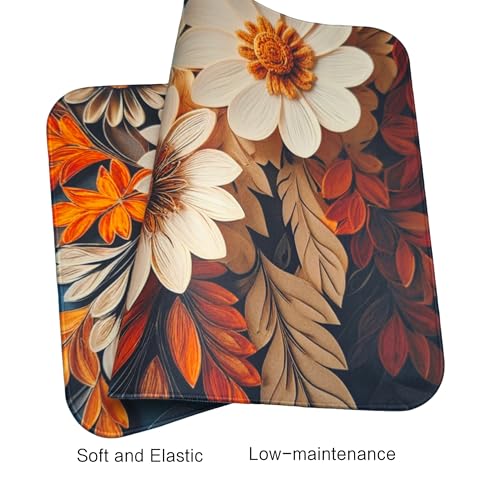 Artistic Fabric Car Floor Mats-Non-Slip Rubber Backing,Flower,Front (26.8x17.3in) & Rear (13x17.3in) Set-Water Absorbing, Durable Automotive Floor Liners with Stylish Patterns - color: Flower