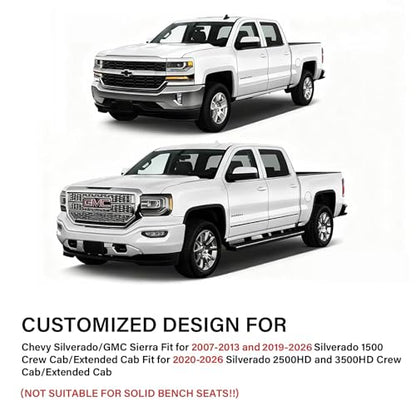 Coverado Chevy Silverado Seat Covers, Faux Leather Seat Covers Fit for Chevy Silverado GMC Sierra 2007-2026 1500, 2015-2026 2500HD 3500HD Crew Double Extended Cab (Front,Gray) - color: Gray, size: Front(2007-2025)