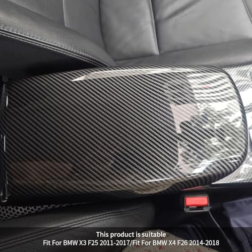 for BMW X3 X4 F25 F26 G01 G02 2011-2021 Car Center Armrest Box Cover Carbon Fiber Color Inner Console Box Storage Box Panel Protect Trim Covers (X3 F25 2011-2017/X4 F26 2014-2018)