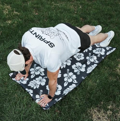Sprints Athletic Running Towel, Full-Sized, Car Seat Cover - Performance Microfiber (Flex on the Beach - Black) - color: Flex on the Beach - Black