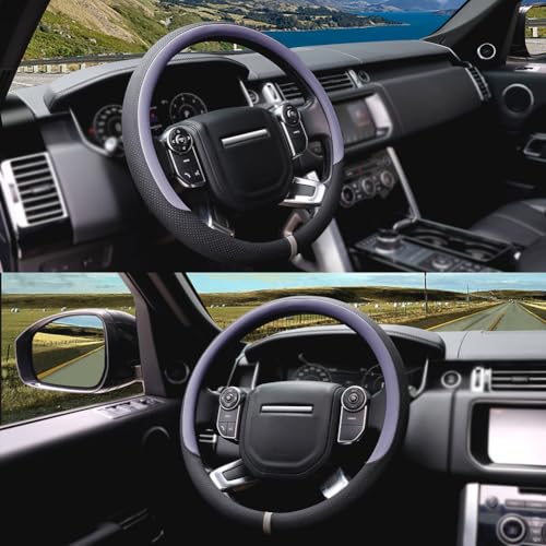 15 Inch Steering Wheel Cover, Microfiber Leather, Purple | Non-slip Breathable Auto Universal Steeringwheel Protector Wrap Suit for 14.5-15 inch, Automotive Interior Accessories - color: A-Purple, size: M (14.5"-15")