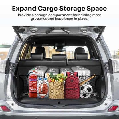 Canvcle Trunk Cargo Net for 2013-2018 Toyota RAV4 Accessories Envelope Style Mesh Trunk Net Organizer and Storage Stretchable Adjustable Elastic Nylon Rear Cargo Netting with Hooks - style: for Toyota RAV4
