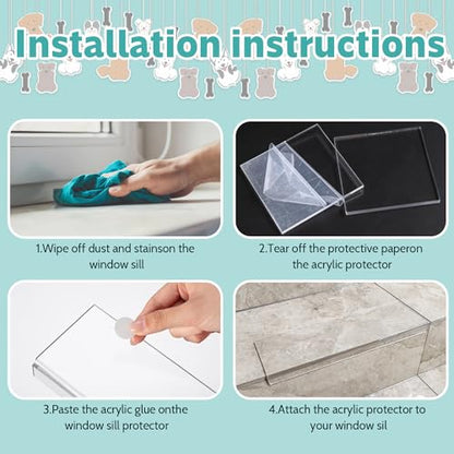 3 Pcs Window Sill Protector, Pet Window Guard,Transparent, Window Sill Cover, Protection from Dog and Cat Scratching Chewing Slobbering, Heavy Duty Scratch Shield(15.75"x 4.72"x 1")
