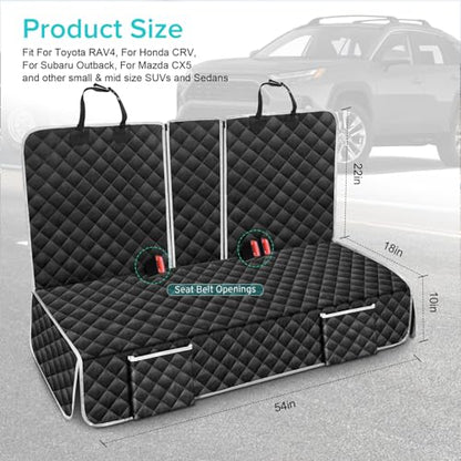 Dog Car Seat Cover Compatible with Honda CRV CR-V Toyota RAV4 Back Seat, Pet Bench Backseat Covers with Non-Slip Backing for Small-Mid Sized SUVS and Sedans