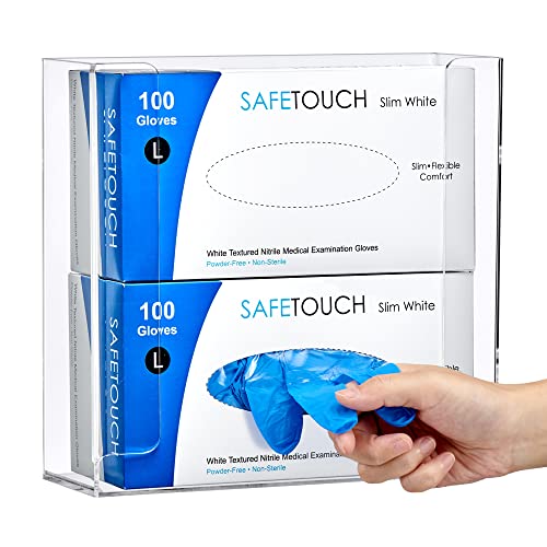 Amazing Abby Acrylic Glove Box Holder, Wall-Mounted Glove Dispenser, Floating Glove Box Organizer, Medium Size (for 2 Boxes), 10.5" W x 10.0" H x 3.5" D (Mounting Hardware Included) - size: Medium (for 2 Boxes)