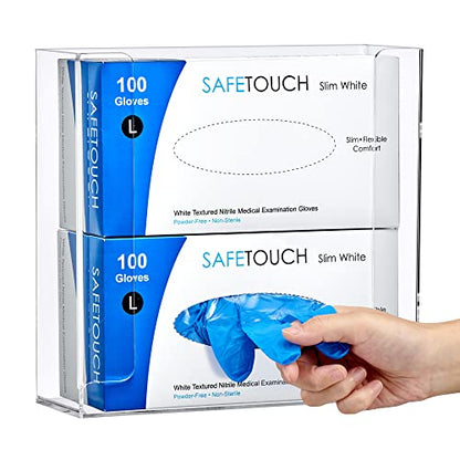 Amazing Abby Acrylic Glove Box Holder, Wall-Mounted Glove Dispenser, Floating Glove Box Organizer, Medium Size (for 2 Boxes), 10.5" W x 10.0" H x 3.5" D (Mounting Hardware Included) - size: Medium (for 2 Boxes)