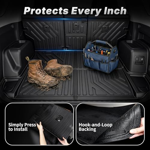 OEDRO Floor Mats Cargo Liner Fit for 2013-2024 Toyota 4Runner 5-Seater, Custom Fit TPE All Weather Floor Liners Trunk Mat with Backrest Mat for 4Runner Accessories, Car Mat Full Set, Black - style: 13-24 4Runner Full Set W/ Backrest Mat 5 Seats