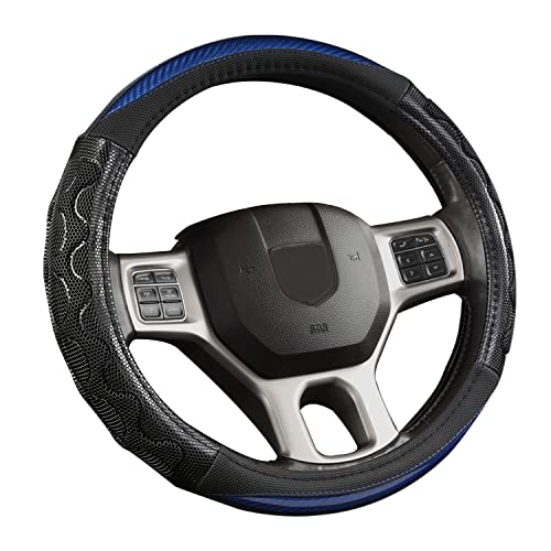 GIANT PANDA Steering Wheel Cover for Dodge Ram 1500 - Car Steering Wheel Covers for Dodge Ram 2500 3500 15.5-16 inch - Blue - color: B-Black+Blue
