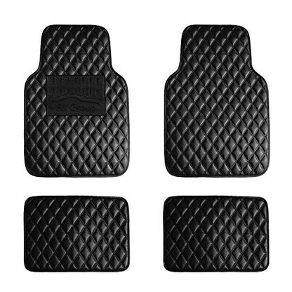 FH Group F12002BLACK Luxury Universal Fit All Season Protection Heavy Duty Faux Leather Black Automotive Floor Mats fits Most Cars, SUVs, and Trucks