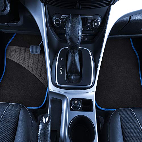 FH Group Color-Trimmed Non-Slip Carpet Car Floor Mats with Rubber Heel Pad – Universal Fit for Sedan, SUV & Truck – Full Set Blue/Black - color: BLUE