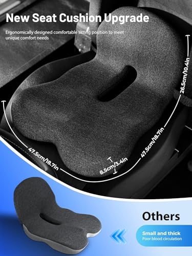 Car Seat Cushion - Memory Foam L-Shaped with Lumbar Support & Anti-Slip Design for Long Driving Comfort