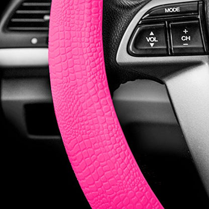 FH Group Universal Fit Silicone Snake Pattern with Massaging Grip Steering Wheel Cover fits Most Cars, SUVs, Trucks, and Vans Baby Pink - color: Baby Pink