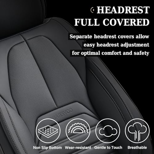 Coverado Seat Covers, Car Seat Covers Front Seats, Automotive Seat Covers, Waterproof Nappa Leather Car Seat Cover, Car Seat Cushion, Black Seat Covers Carseat Cover Universal Fit for Most Cars - color: Black-A, size: Front