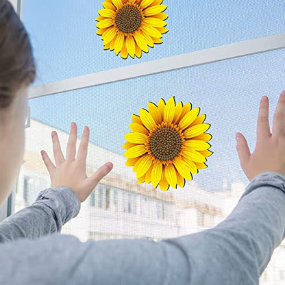 Fabbay 12 Pcs Screen Door Magnets 5.7 Inch Sunflower Double Sided Protector Screen Sticker to Protect Pet People Flexible Magnetic Protector for Sliding Door Window Summer Party Decoration