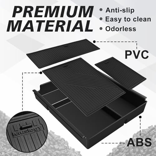 Muslogy Center Console Organizer Compatible with 2020-2025 2026 Chevy Silverado/GMC Sierra 1500 2500HD 3500HD Accessories Storage Insert Box Console Armrest Divider(Jump Seat ONLY) - Upper Organizer