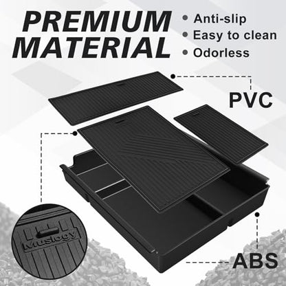 Muslogy Center Console Organizer Compatible with 2020-2025 2026 Chevy Silverado/GMC Sierra 1500 2500HD 3500HD Accessories Storage Insert Box Console Armrest Divider(Jump Seat ONLY) - Upper Organizer