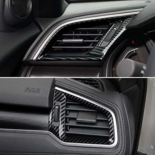 Front Air Vent Outlet Cover Trim Decals for 2016 2017 2018 2019 2020 2021 Honda Civic 10th Gen Accessories ABS Carbon Fiber Stickers - color: Air Outlet Vent Cover