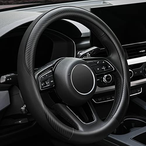 Soft Microfiber Leather Anti-Slip Car Steering Wheel Cover, Universal Fit 15 Inch for Women Girls, Fit Vehicles, Sedans, SUVS, Vans, Trucks - Black - color: E-Black