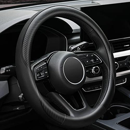 Soft Microfiber Leather Anti-Slip Car Steering Wheel Cover, Universal Fit 15 Inch for Women Girls, Fit Vehicles, Sedans, SUVS, Vans, Trucks - Black - color: E-Black