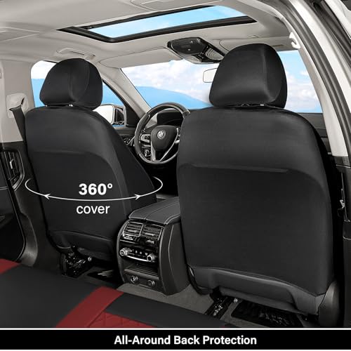 Coverado Leather Seat Covers Full Set, Red Seat Covers for SUV, Pickup Truck, Sedan, Automotive Vehicle Interior, Waterproof and Durable All Weather Protector