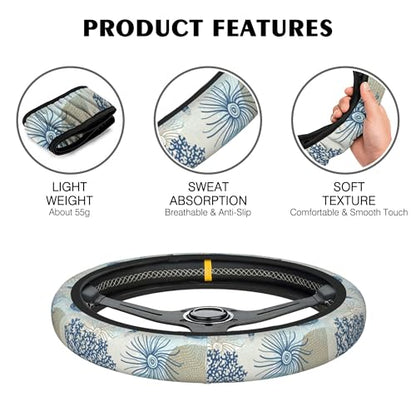 Tropical Butterflies and Plants Steering Wheel Covers Universal 15 Inch Car Wheel Cover,Anti-Slip Breathable Car Accessories Protector Fit for Trucks,Sedans,SUVs,Vans - color: Tropical Butterflies and Plants