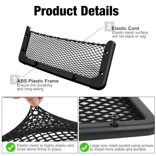 ABS Plastic Frame Automotive Cargo Nets Car Net Pocket Phone Car Mesh Net Holder RV Storage Boat Cargo Pocket Organizer Framed Mesh Net Pocket with Screws for Auto RV Net(2, 13.8 x 5.1 Inch) - size: 13.8 x 5.1 Inch